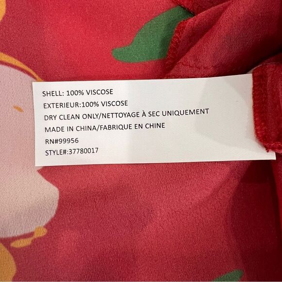 Shoshanna Emanuela Floral Smocked Waist Midi Dress Red Long Sleeve V-Neck 4 NWT - Picture 16 of 16